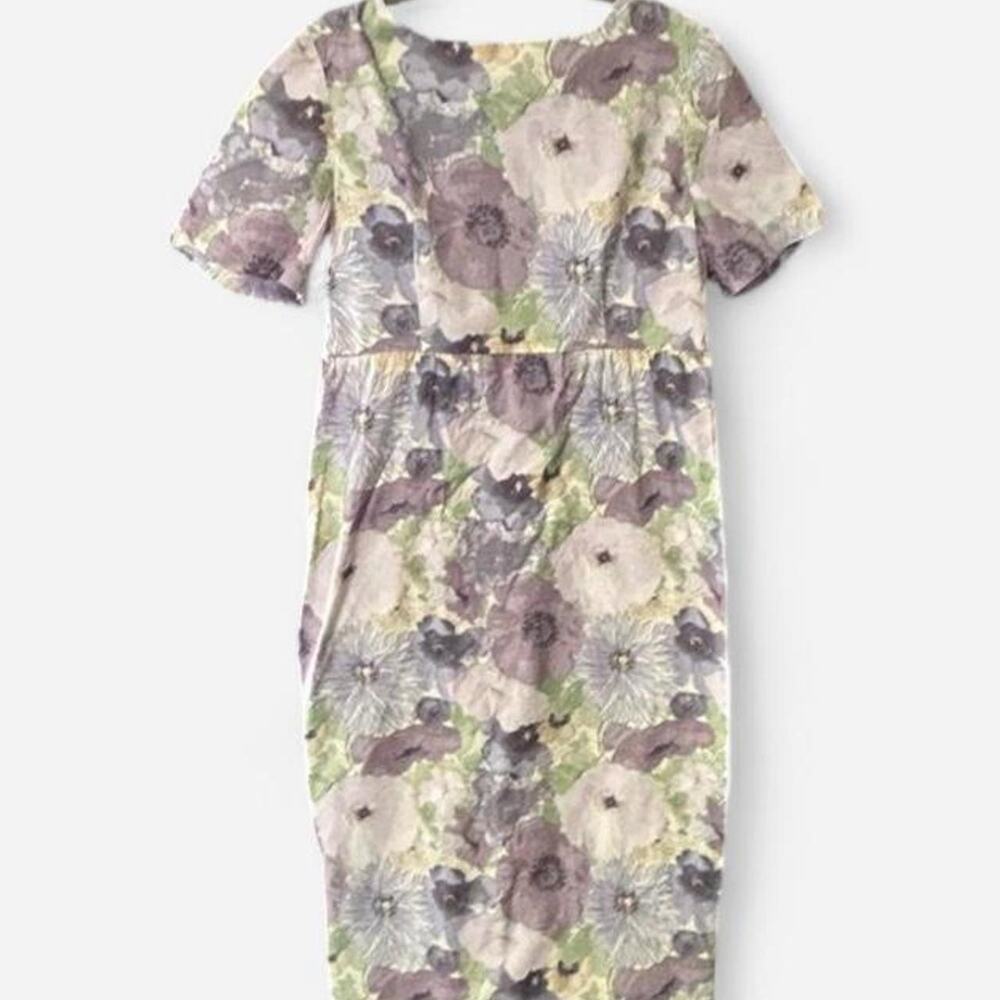 Handmade cotton maxi floral babydoll shift dress. Demure watercolor style